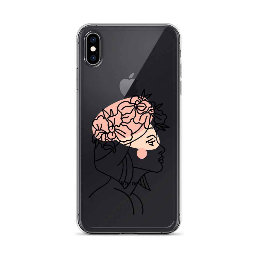 Line Art Woman Frida Clear iPhone Case - HypeSheriff