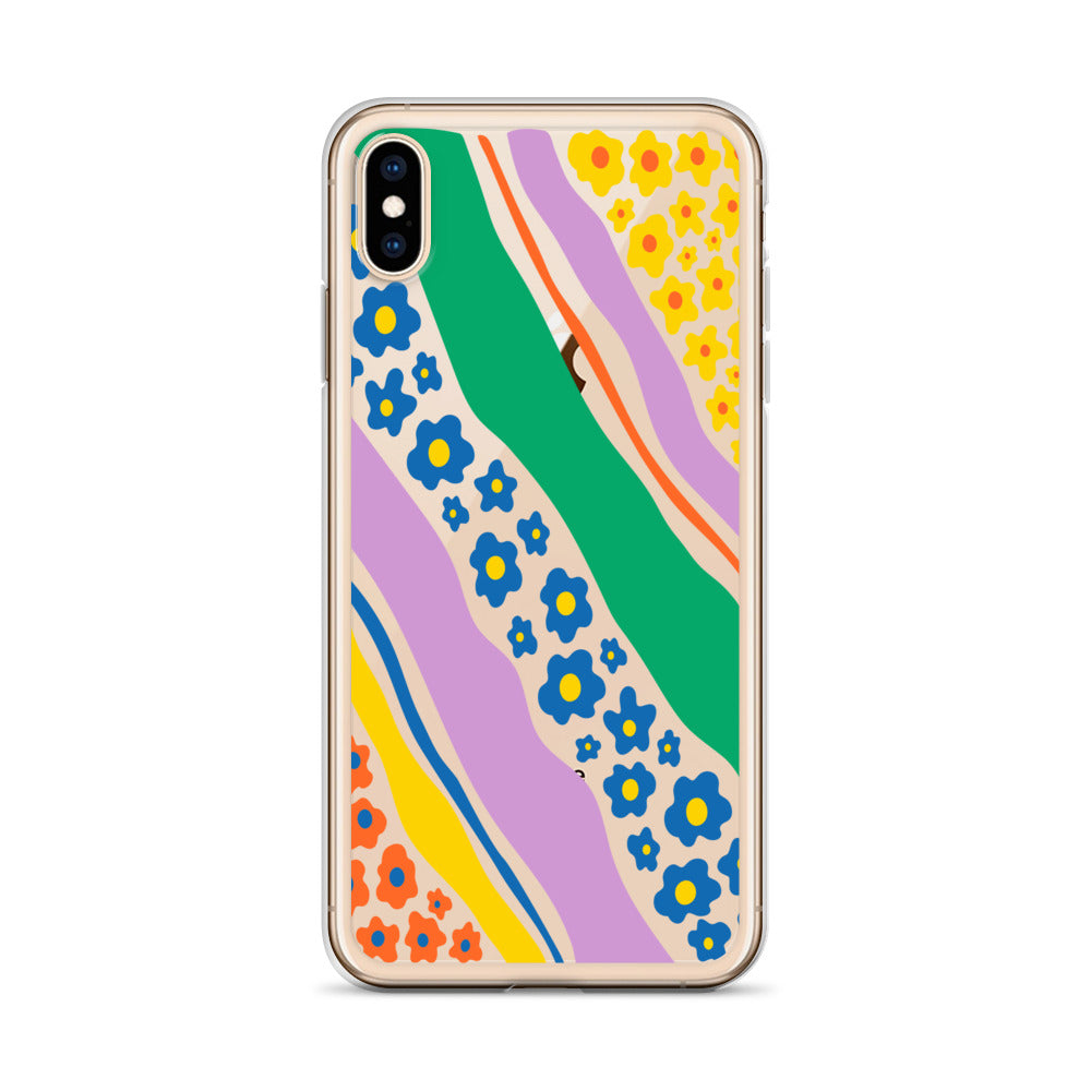 Retro Colorful Abstract Floral iPhone Case - HypeSheriff