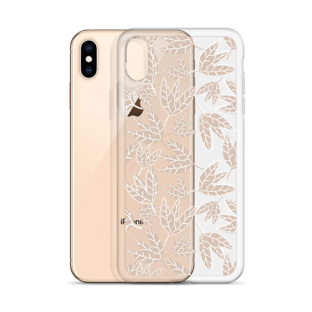 Beige Boho Leaves iPhone Case - HypeSheriff