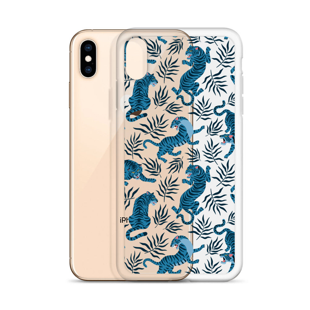 Blue Tiger Leopard Cheetah iPhone Case - HypeSheriff