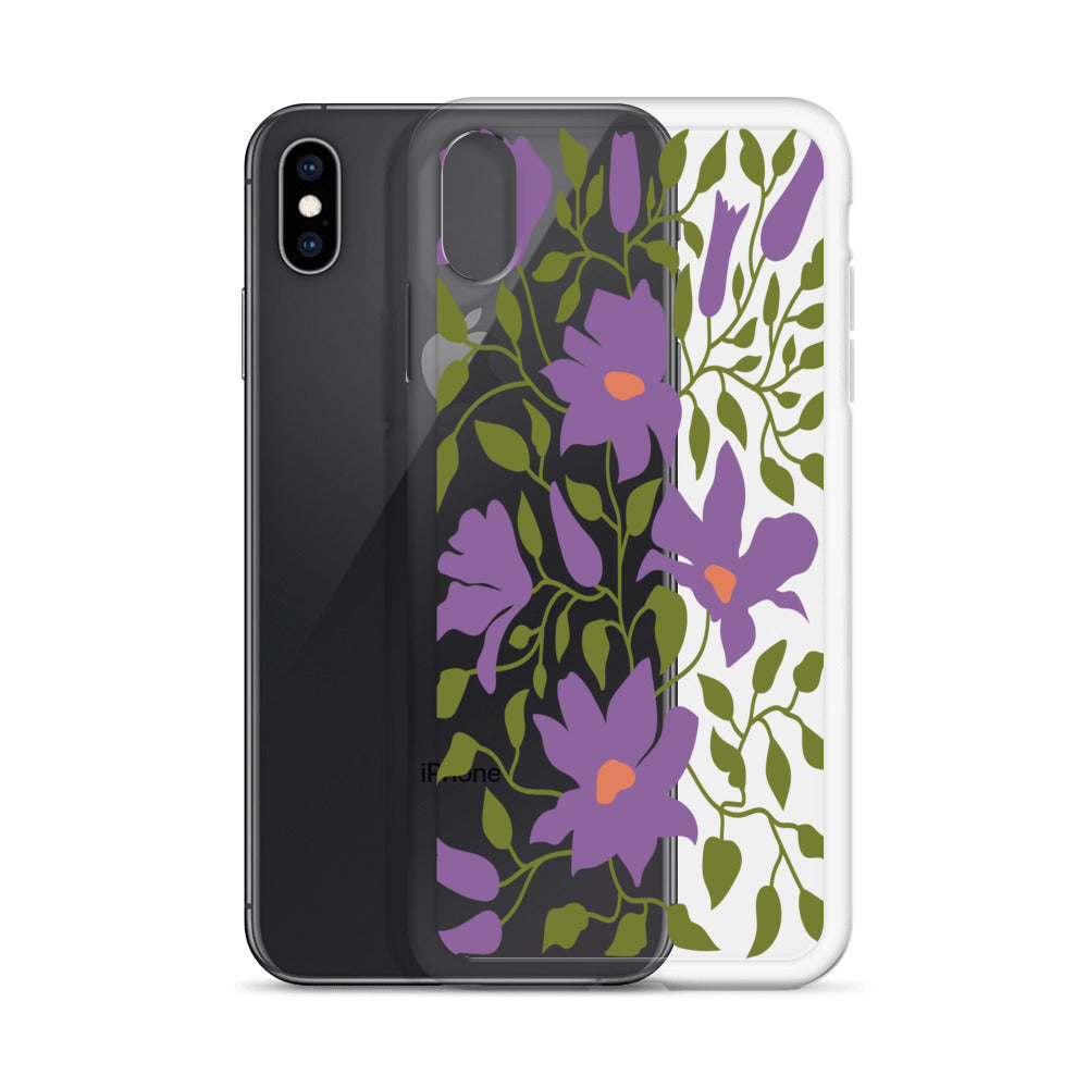 Violet Flowers Botanical Pattern iPhone Case - HypeSheriff