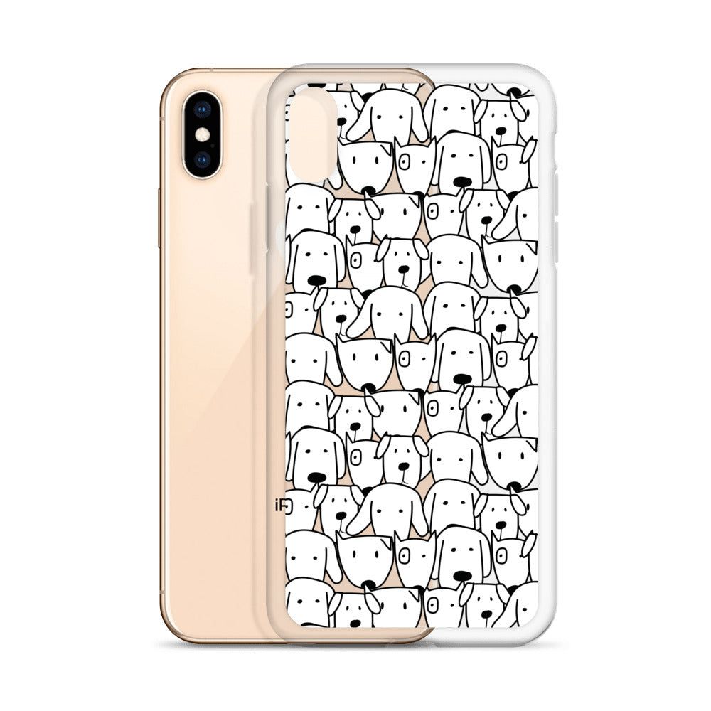 Black&White Dogs Pattern iPhone Case - HypeSheriff