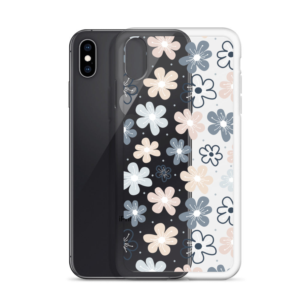 Neutral Beige Blue Flowers iPhone Case - HypeSheriff
