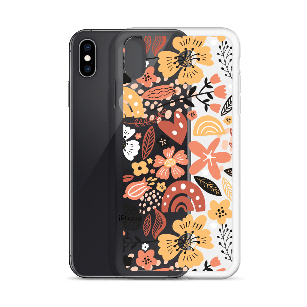 Boho Yellow Flowers Clear iPhone Case - HypeSheriff