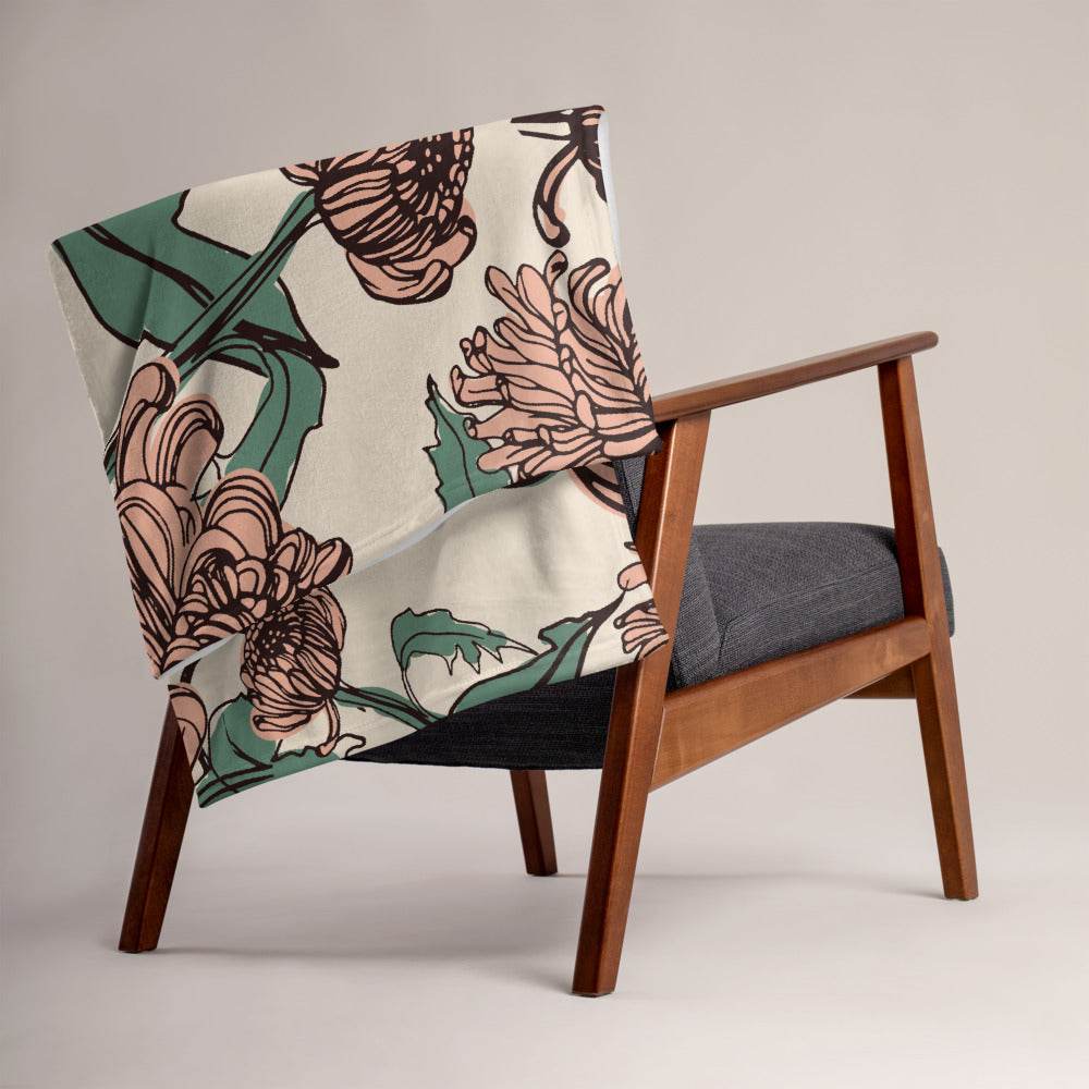Throw Blanket with Japanese Flowers - HypeSheriff