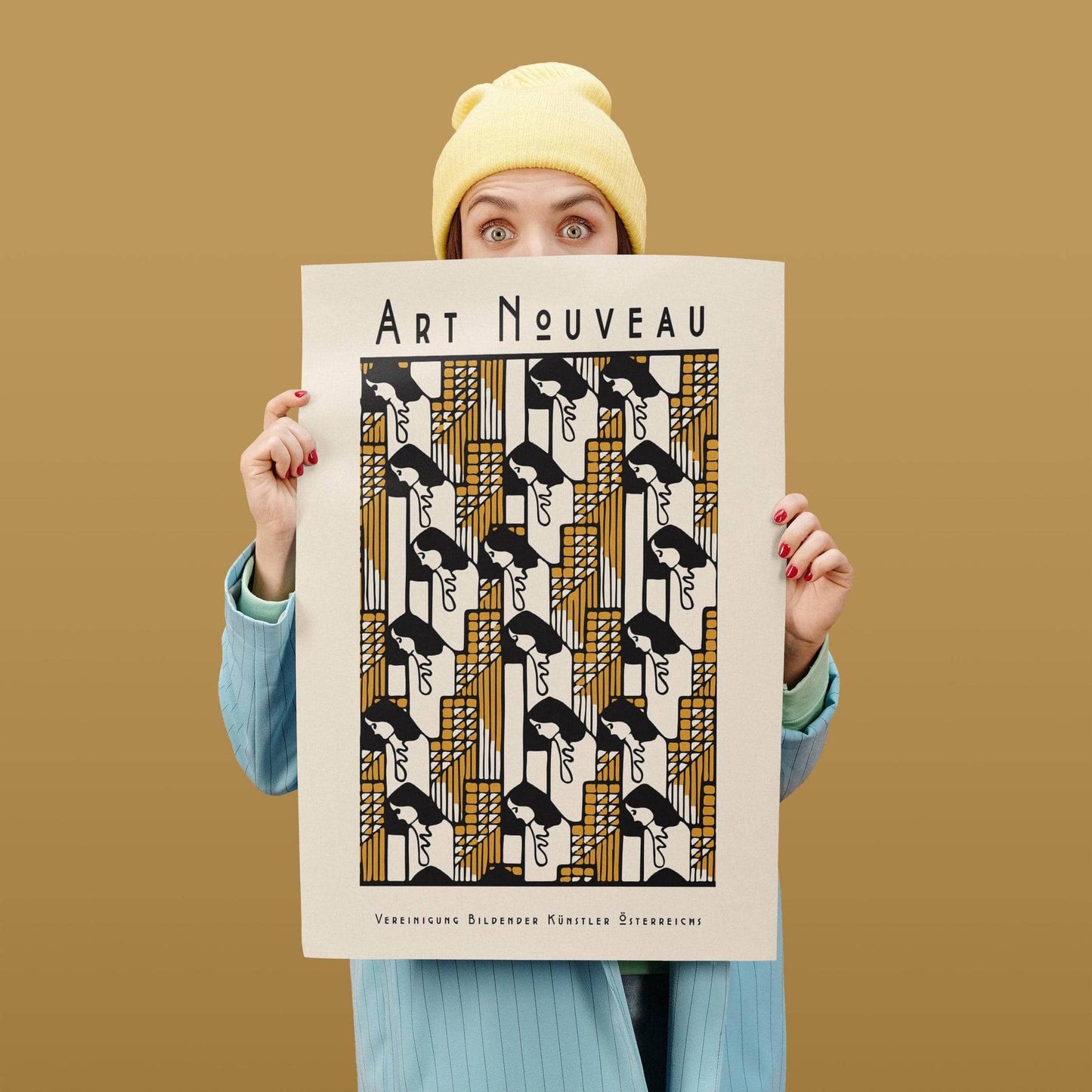Yellow Art Nouveau Girls Poster - HypeSheriff