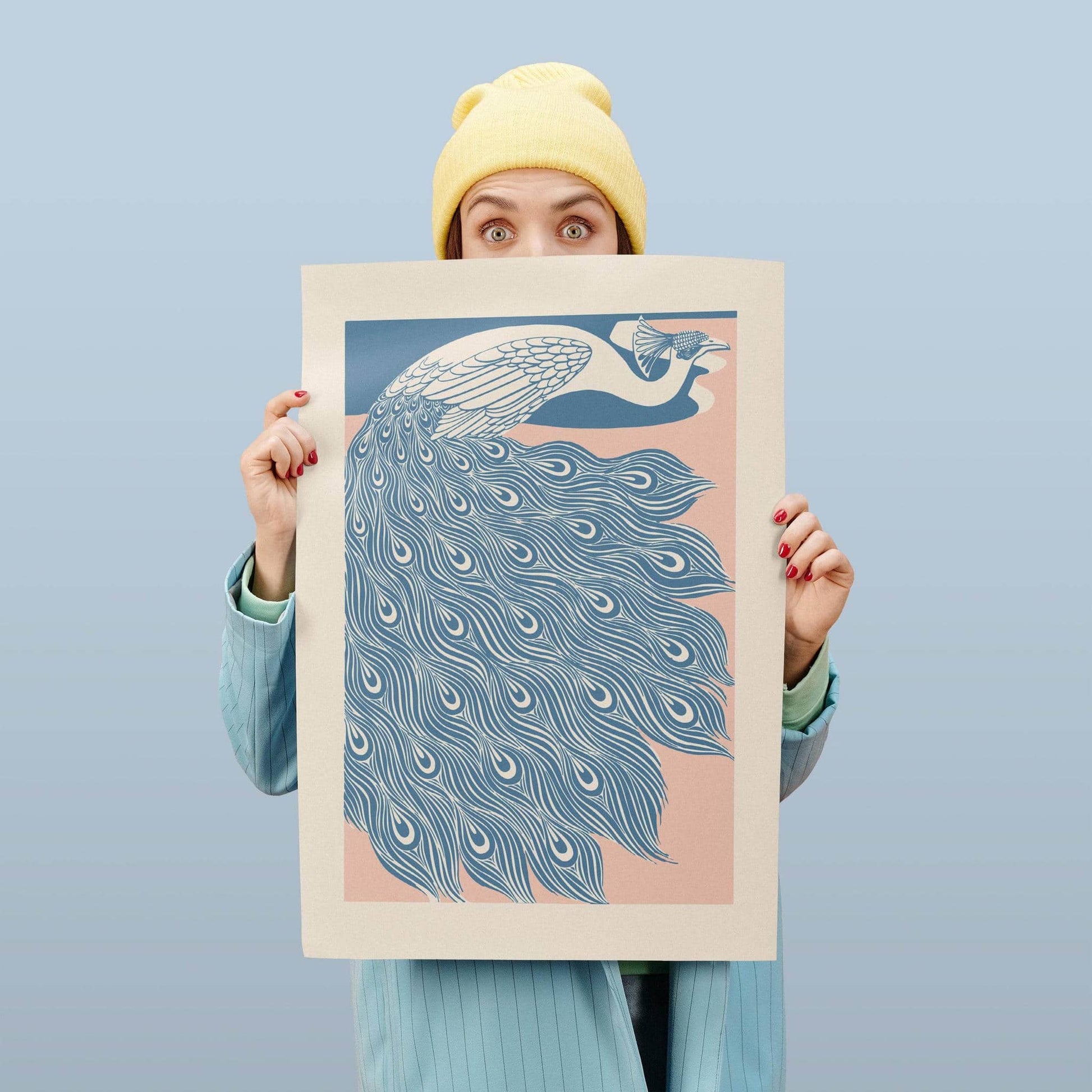 Art Nouveau Peacock Poster - pastel colors - HypeSheriff