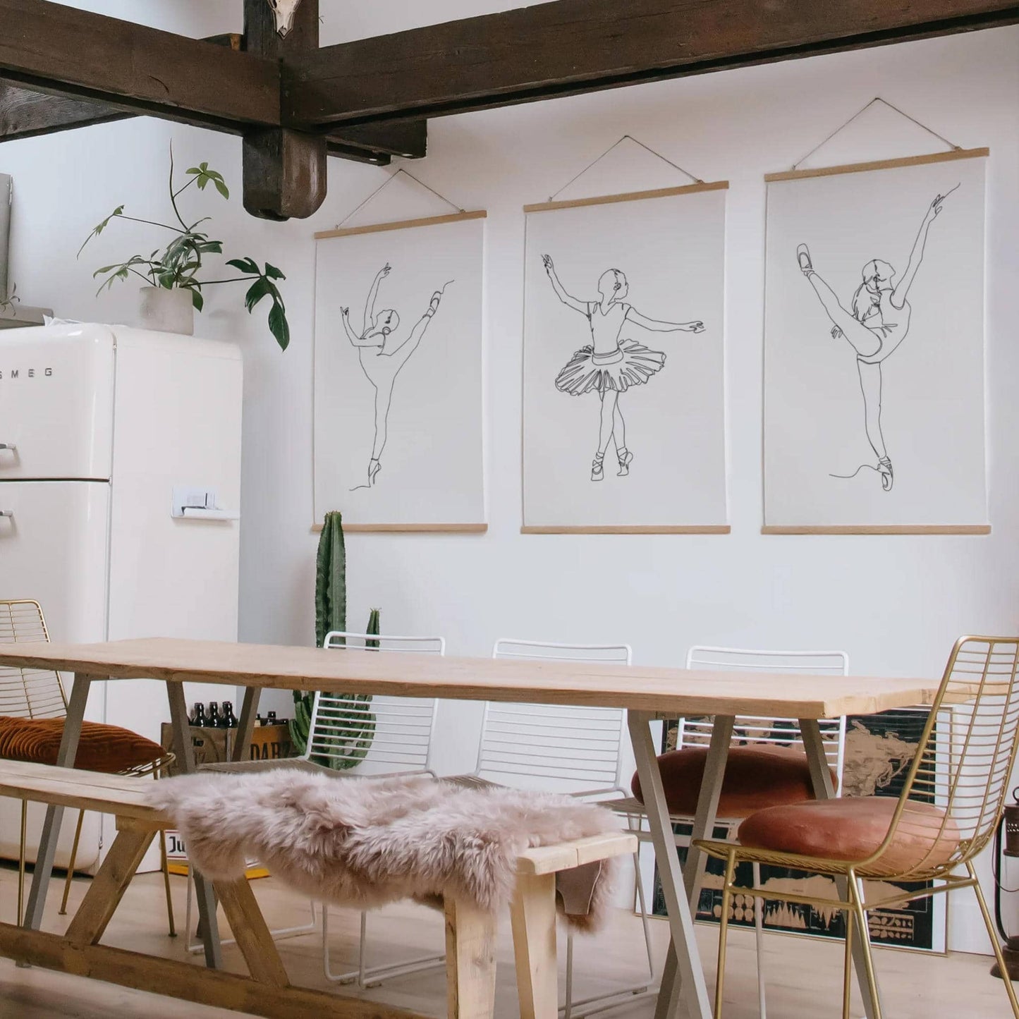 Set of 3 Minimalist Line-Art Ballerina Posters - HypeSheriff