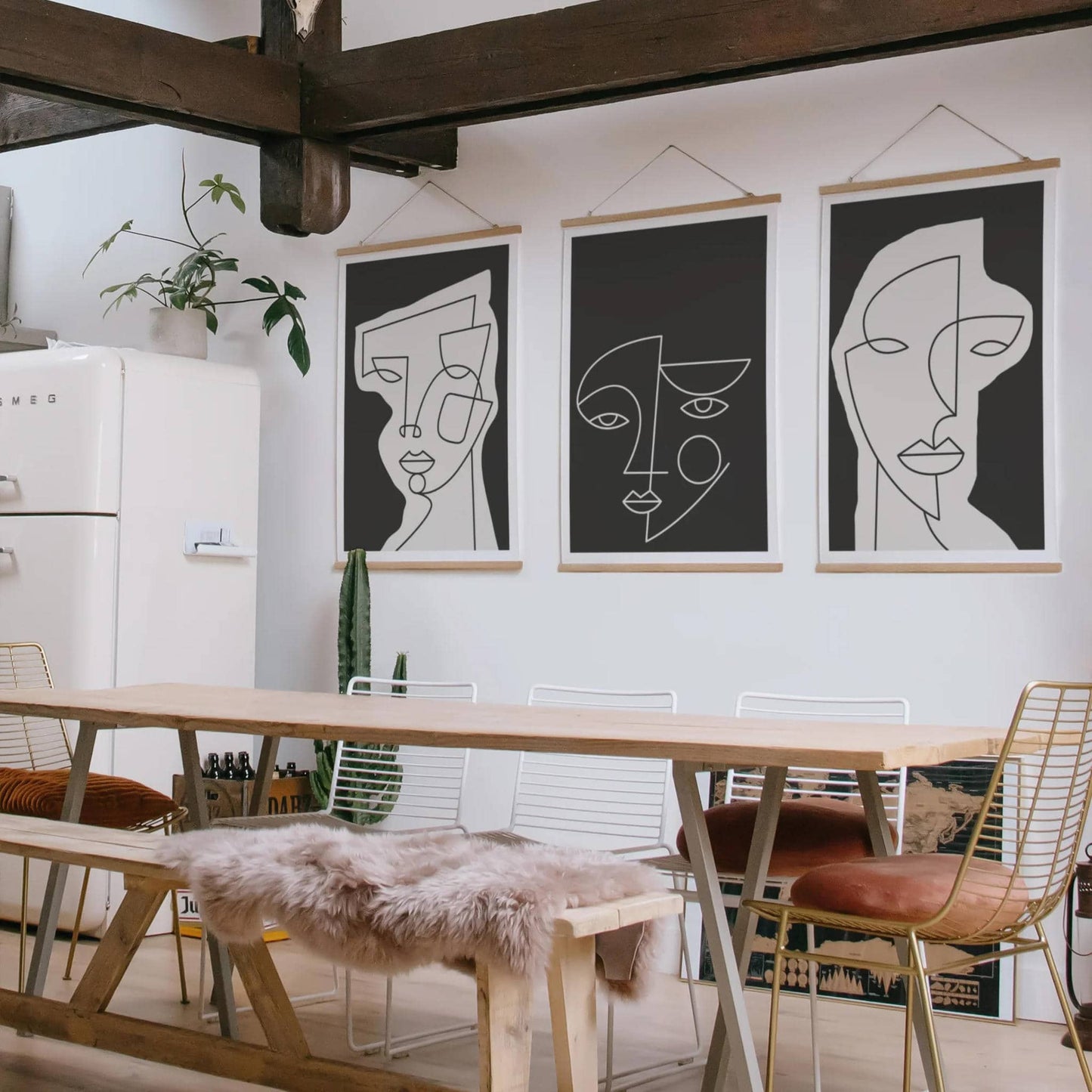 Set of 3 Line Art Cubism Posters - HypeSheriff