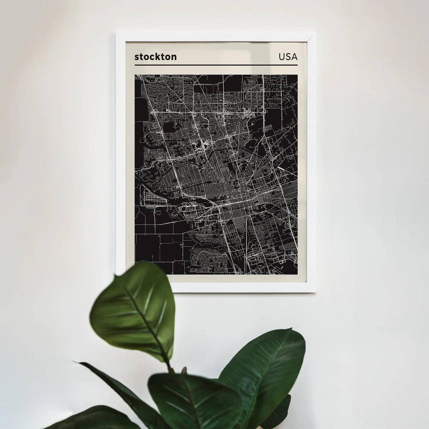 Stockton - USA | City Map Poster - Black and White - HypeSheriff