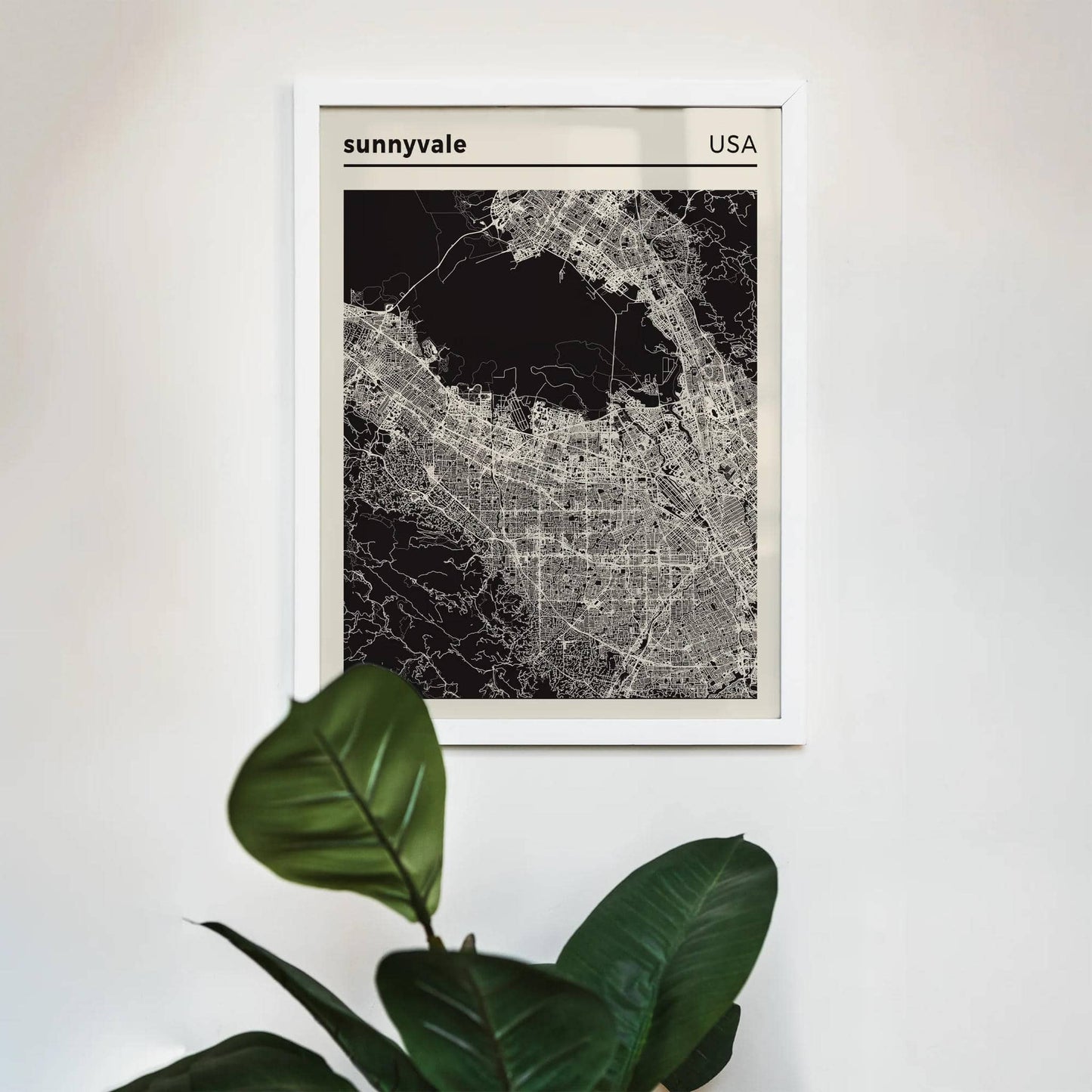 Sunnyvale - USA, Map Art Print - HypeSheriff