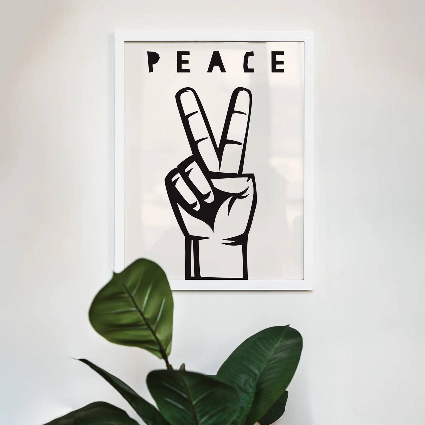 Minimalist Black and White Peace Poster - HypeSheriff