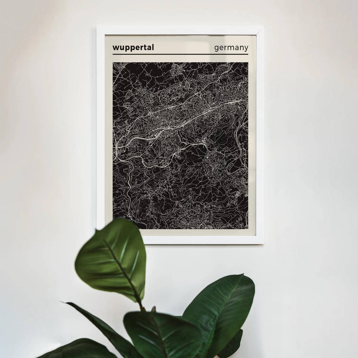 Wuppertall Germany City Map - Black and White Poster - HypeSheriff