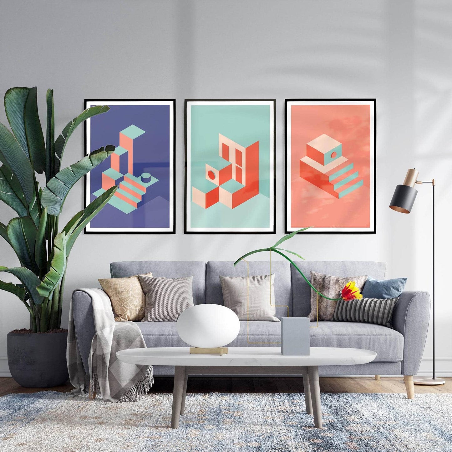 Set of 3 Minimalist Architecture Prints - HypeSheriff