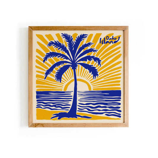 Oahu Hawaii Island Tropical Square Art Print