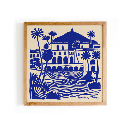 Istanbul Turkey Blue Travel Square Print