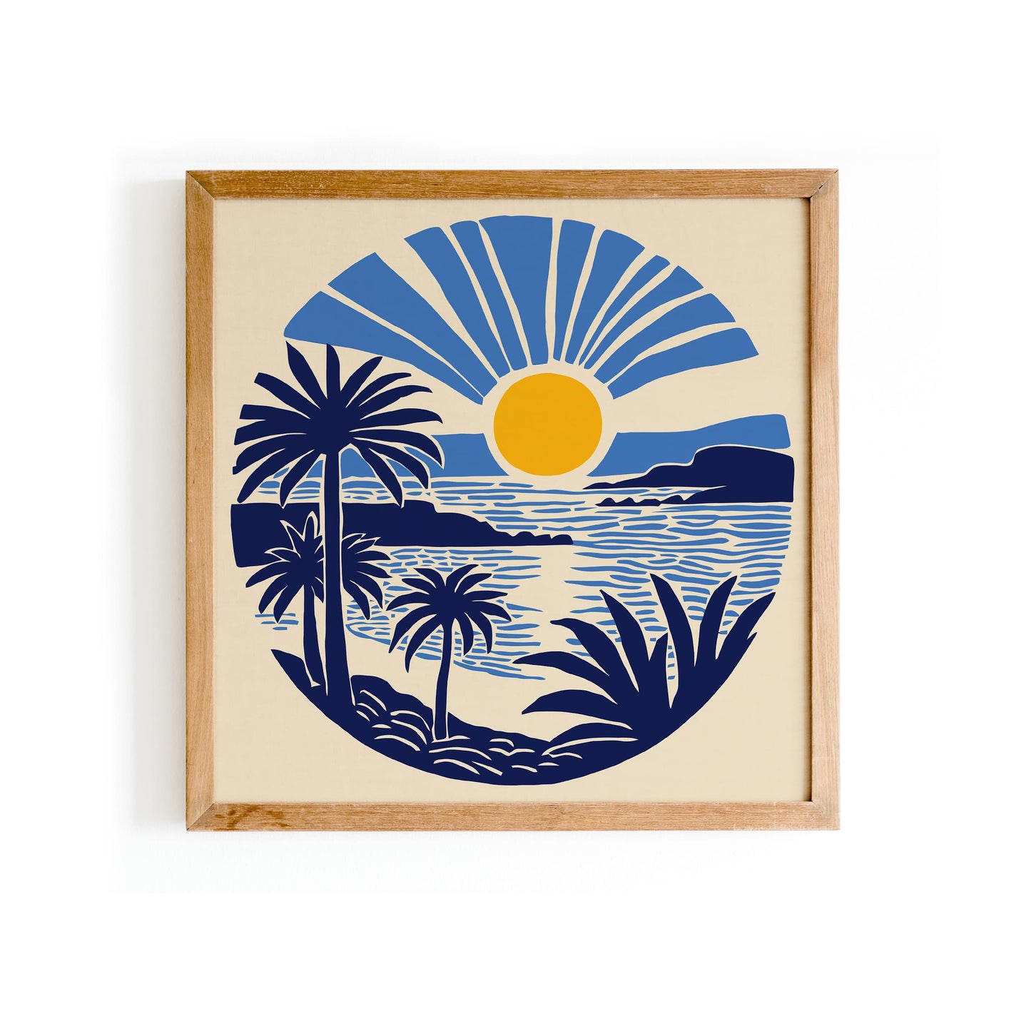 Tropical Scenery with Sunset Square Print
