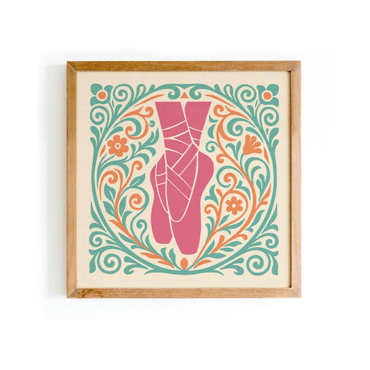 Ballet Shoes Art Print – Girly Colors, Kids Room Wall Decor