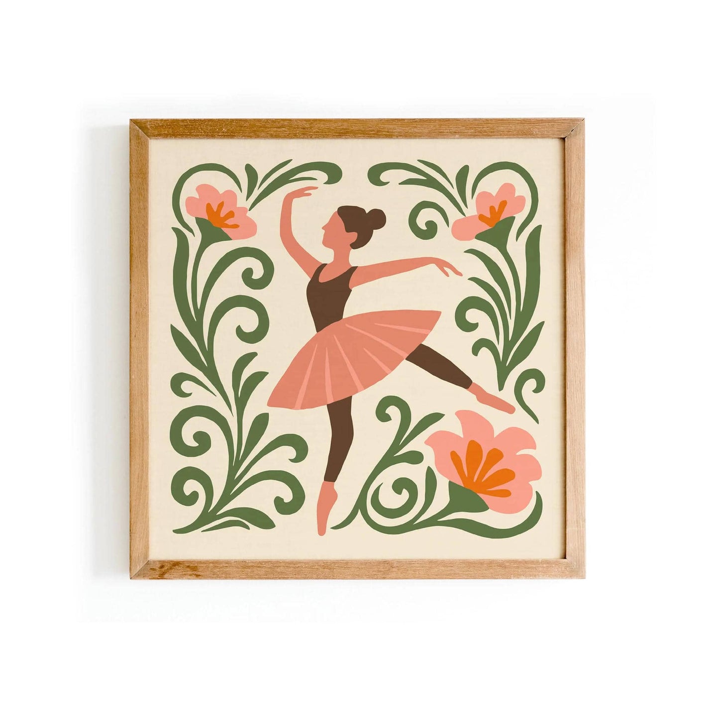 Boho Ballerina Art Print – Kids Room Wall Decor