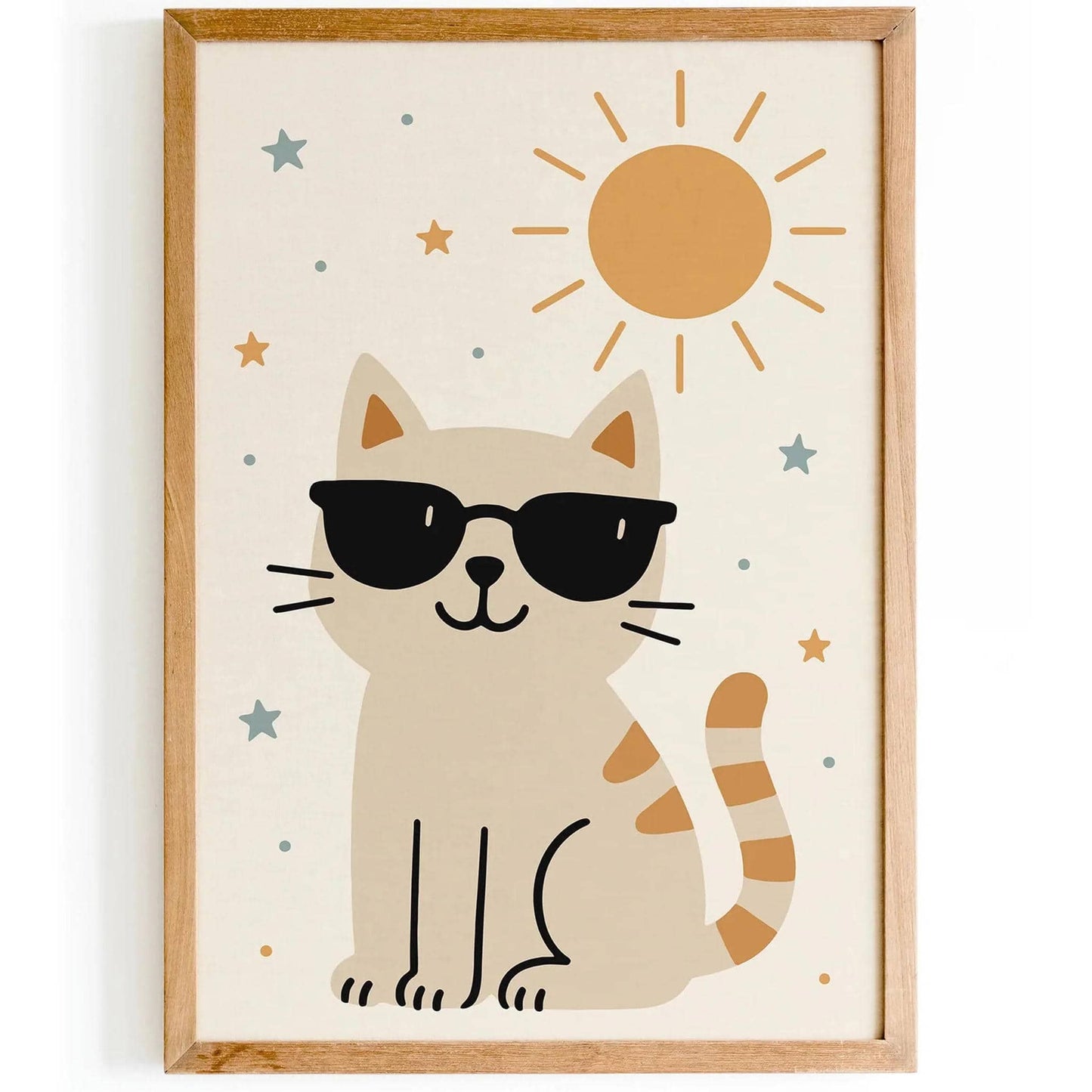 Funny Summer Cat Poster – Kids Room Wall Art Decor