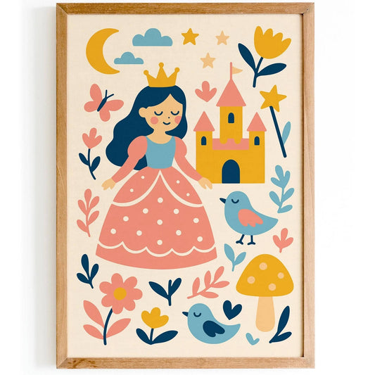 Fairy Tale Princess & Castle Poster – Fantasy Wall Art