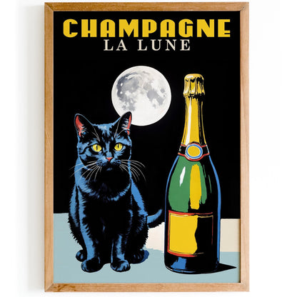 Cat With Champagne Poster Print