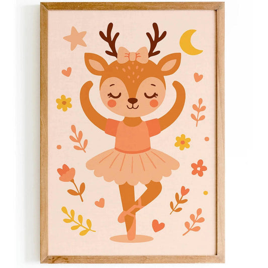 Cute Little Deer Ballerina – Kids’ Room Wall Art