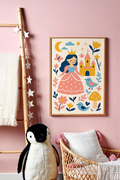Fairy Tale Princess & Castle Poster – Fantasy Wall Art