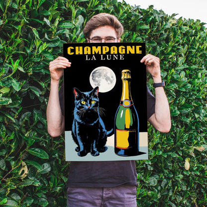 Cat With Champagne Poster Print