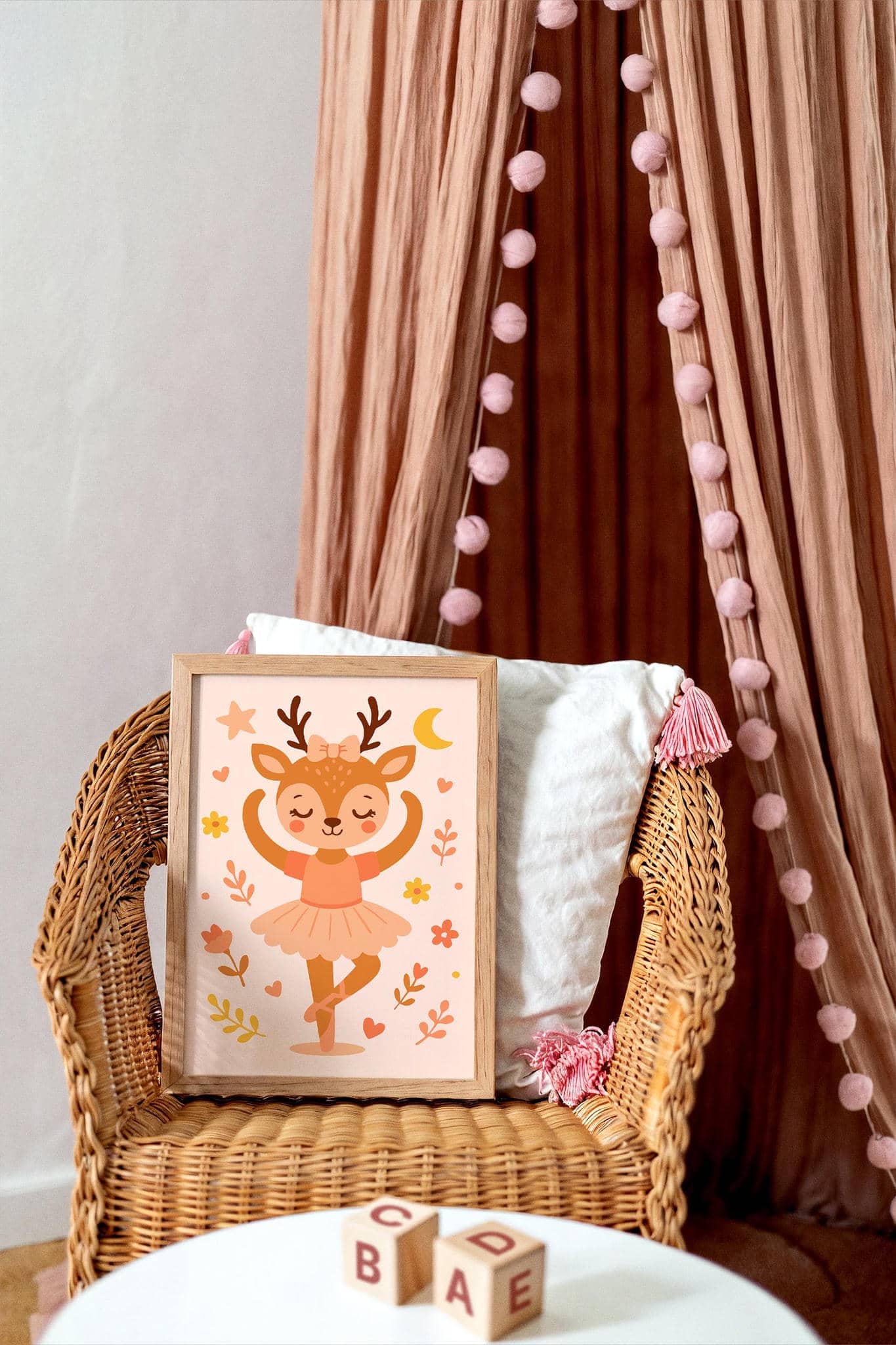 Cute Little Deer Ballerina – Kids’ Room Wall Art