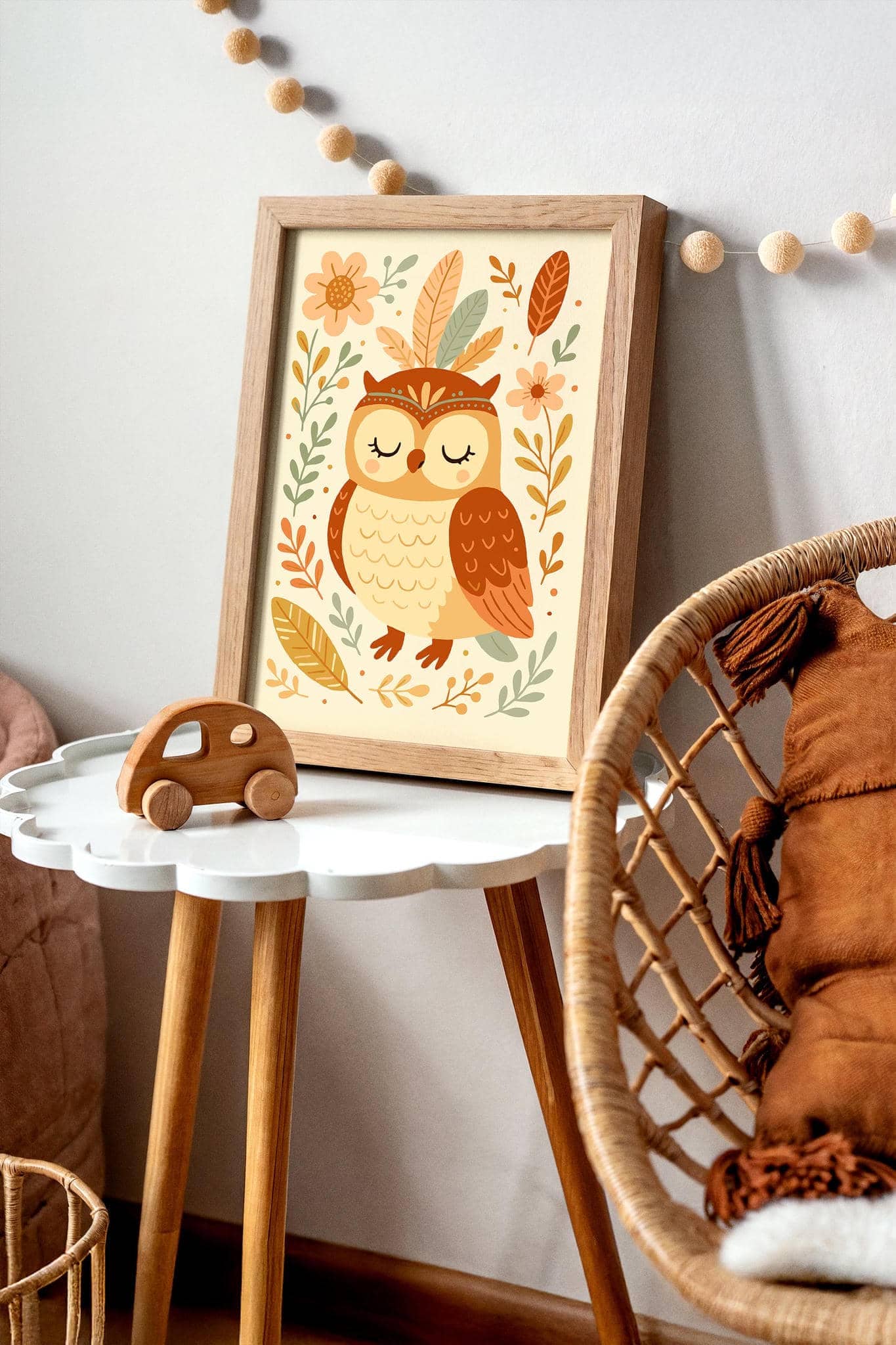 Boho Owl Poster – Kids Woodland Wall Art