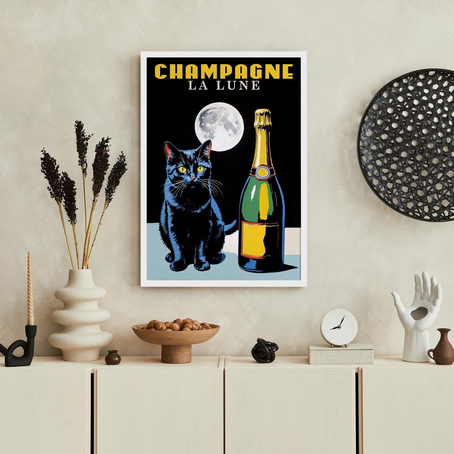 Cat With Champagne Poster Print