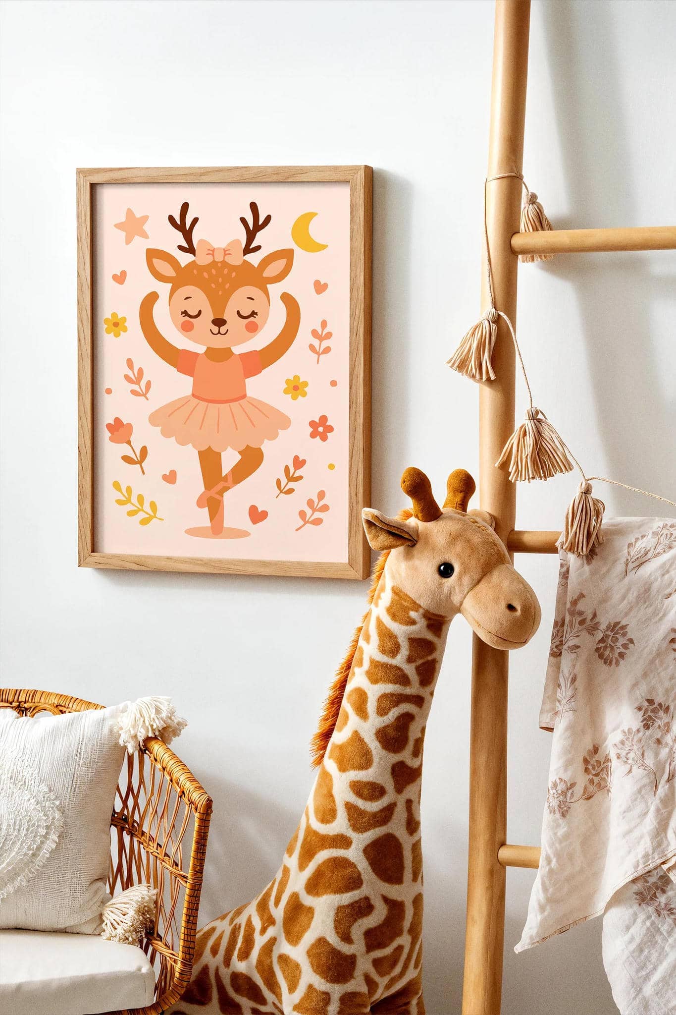 Cute Little Deer Ballerina – Kids’ Room Wall Art