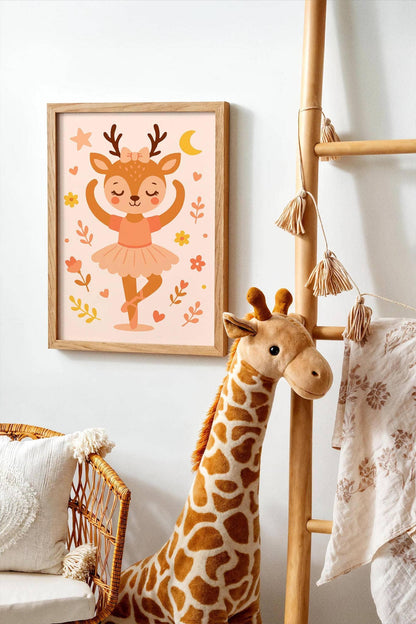 Cute Little Deer Ballerina – Kids’ Room Wall Art
