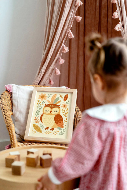 Boho Owl Poster – Kids Woodland Wall Art