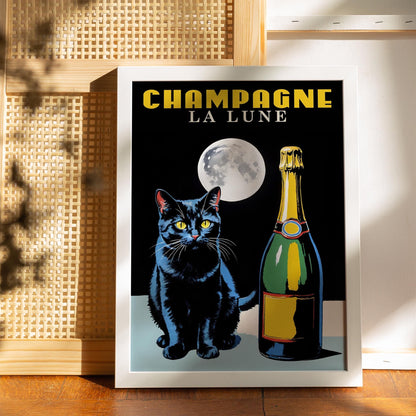 Cat With Champagne Poster Print