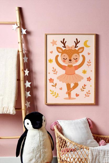 Cute Little Deer Ballerina – Kids’ Room Wall Art