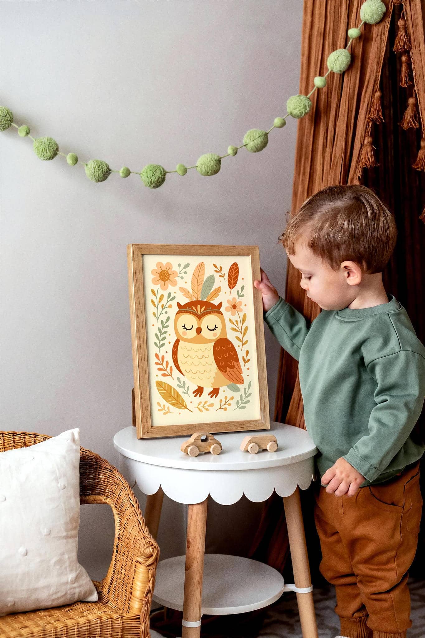 Boho Owl Poster – Kids Woodland Wall Art
