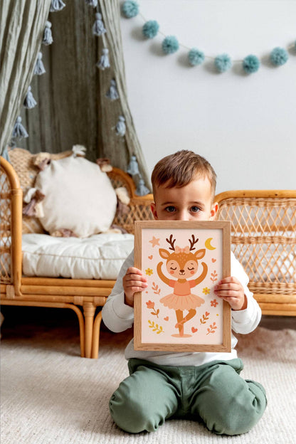 Cute Little Deer Ballerina – Kids’ Room Wall Art