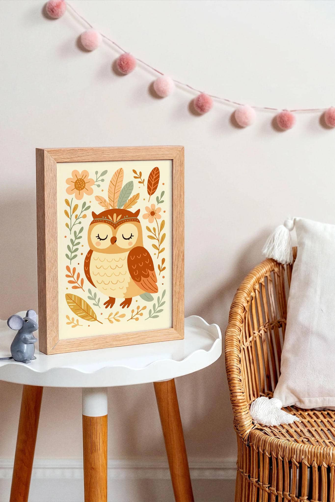 Boho Owl Poster – Kids Woodland Wall Art