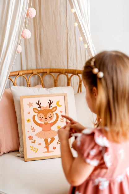 Cute Little Deer Ballerina – Kids’ Room Wall Art