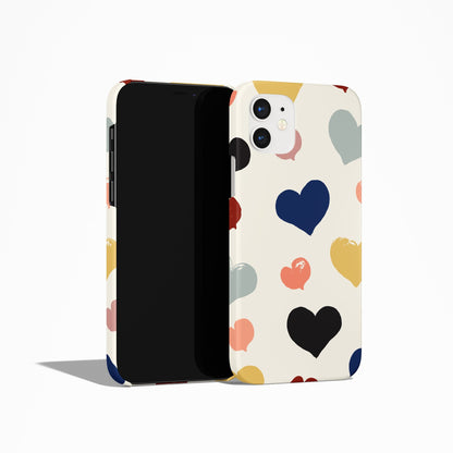 iPhone Case with handdrawn pattern of hearts