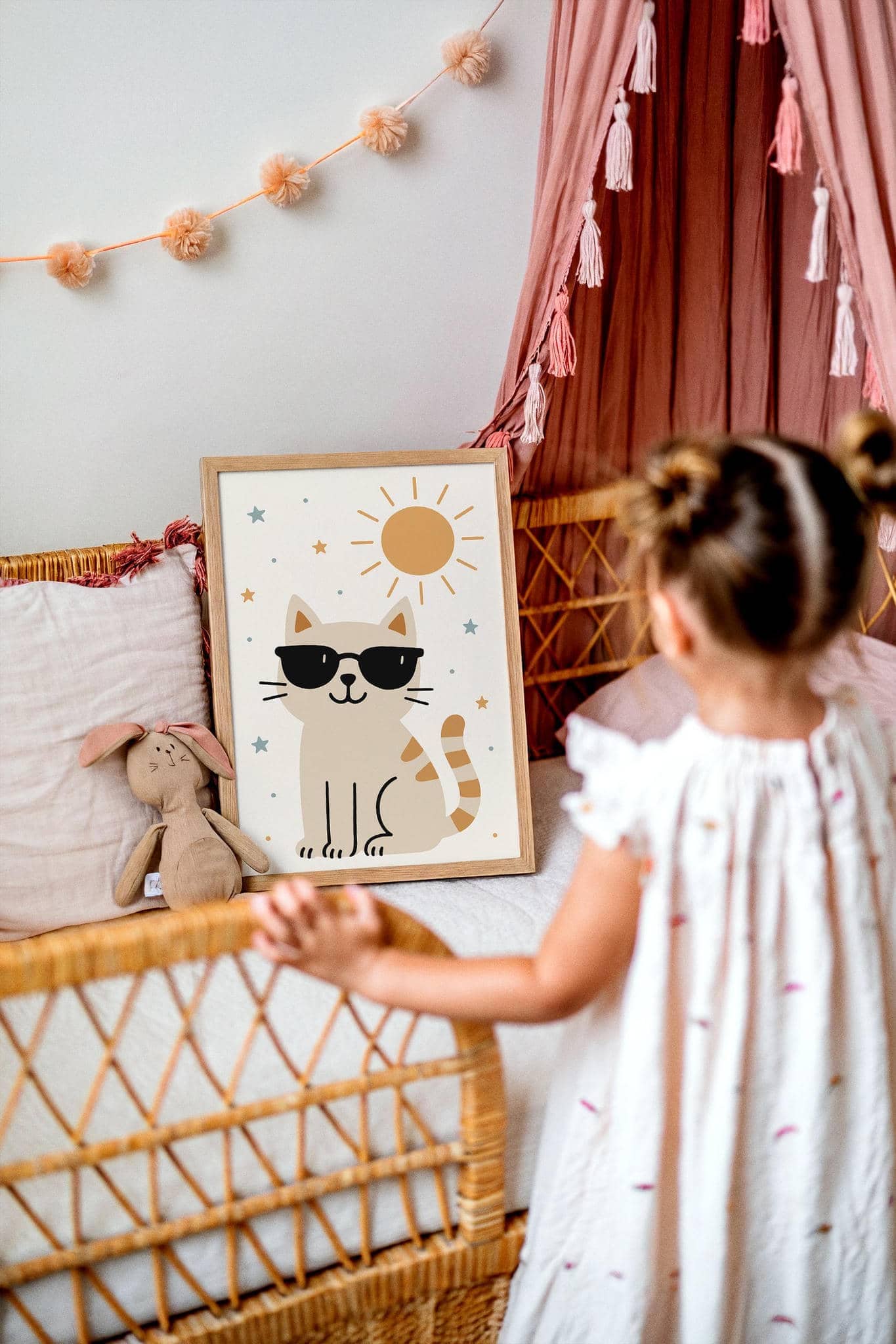 Funny Summer Cat Poster – Kids Room Wall Art Decor