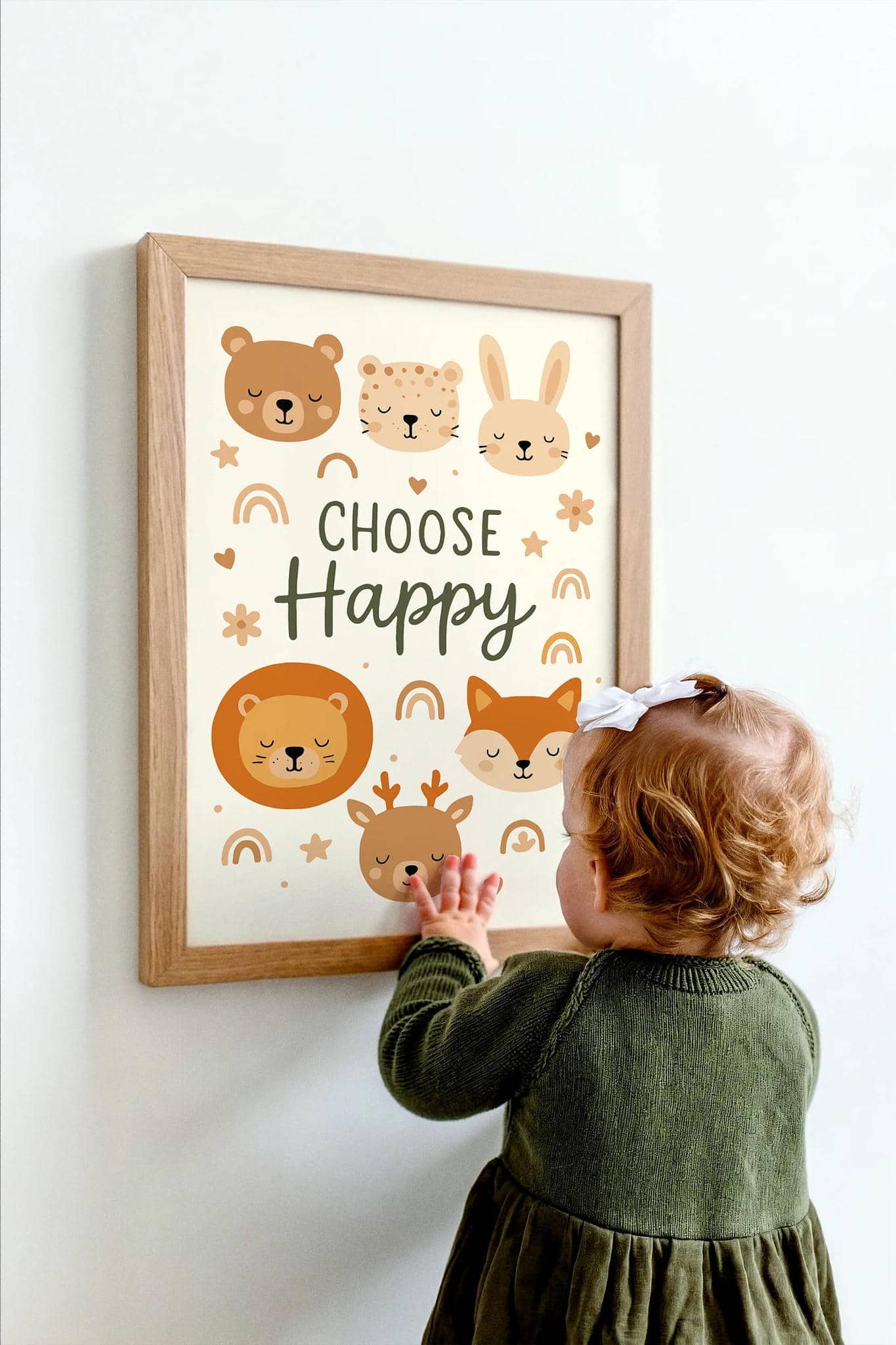 Choose Happy – Cute Animal Quote Print for Kids Room