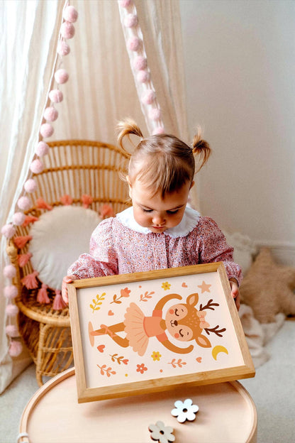 Cute Little Deer Ballerina – Kids’ Room Wall Art