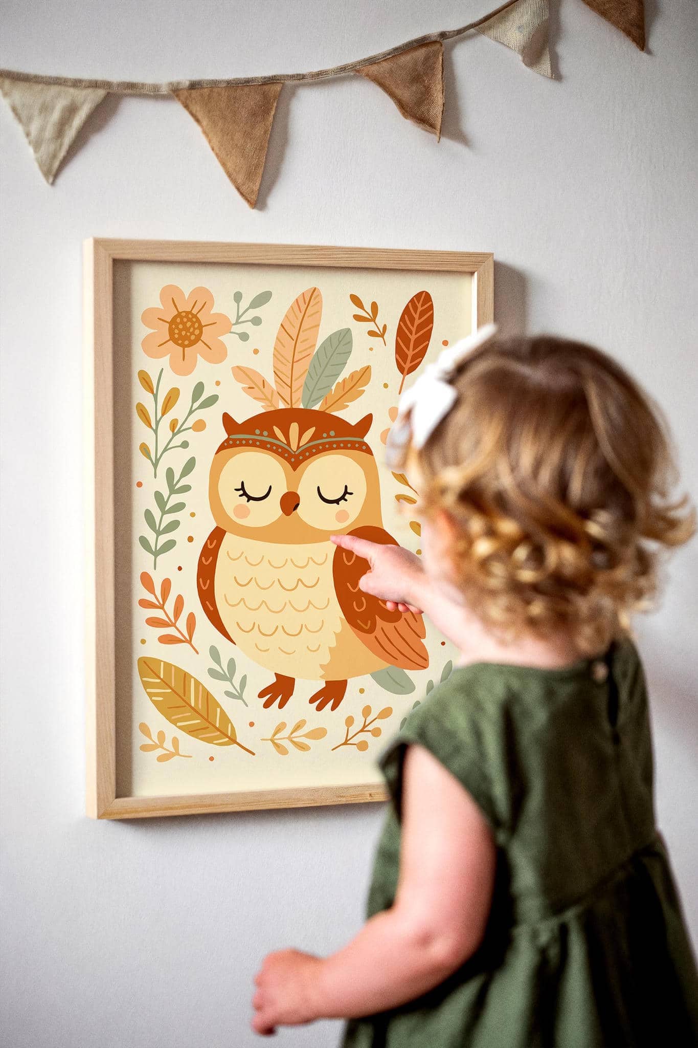 Boho Owl Poster – Kids Woodland Wall Art