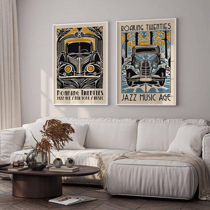 Roaring Twenties Jazz Music Age Old Car Art Print