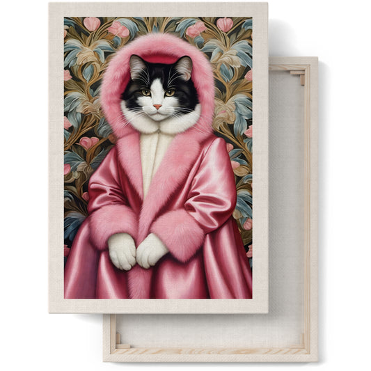Pink Riding Hood Cat Canvas Print