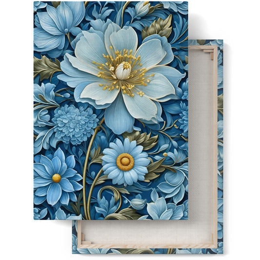 Blue Floral Victorian Canvas Art Print