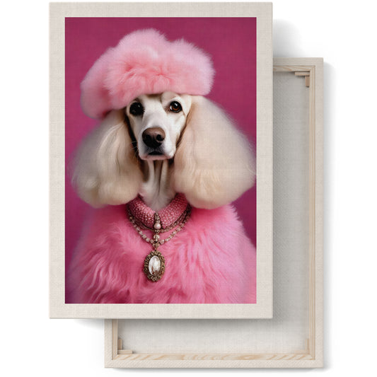 French Pink Poodle Dog Canvas Print